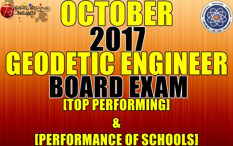 October 2017 Geodetic Engineer Board Exam Top Performing & Performance of Schools