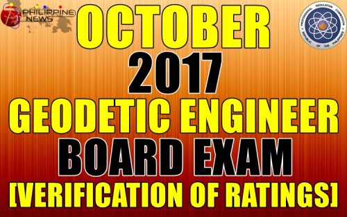 October 2017 Geodetic Engineer Board Exam Verification of Ratings