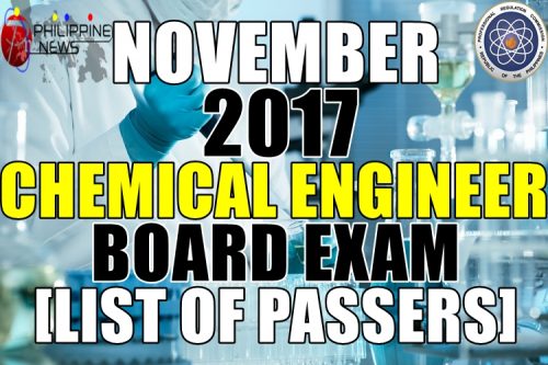 November 2017 Chemical Engineer Board Exam List of Passers