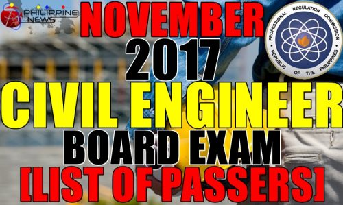 November 2017 Civil Engineer Board Exam List of Passers
