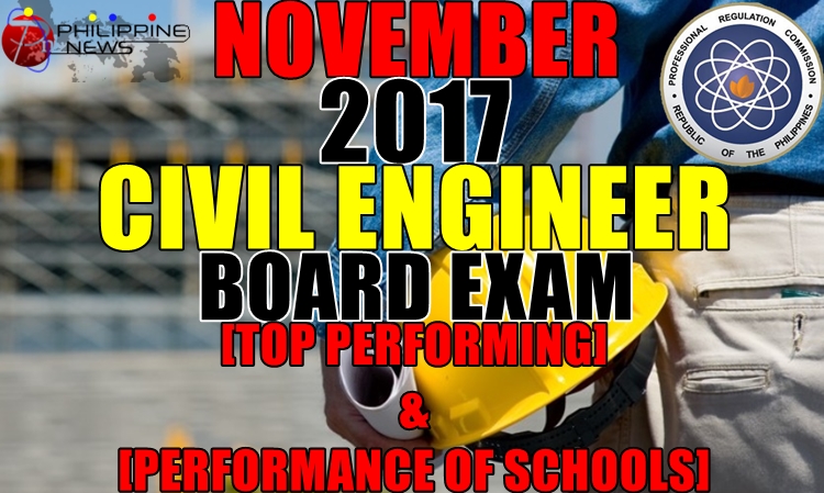 November 2017 Civil Engineer Board Exam Top Performing & Performance of Schools