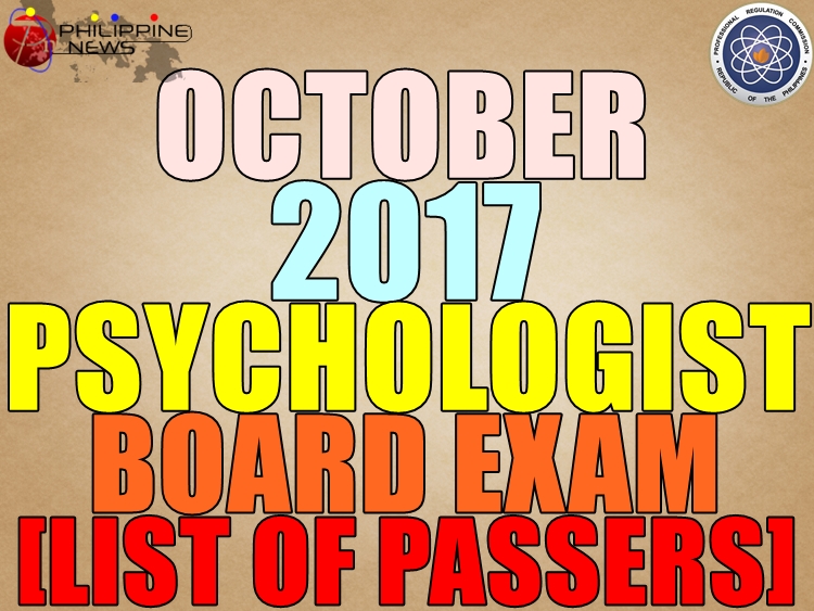 PRC RESULTS October 2017 PSYCHOLOGIST Board Exam