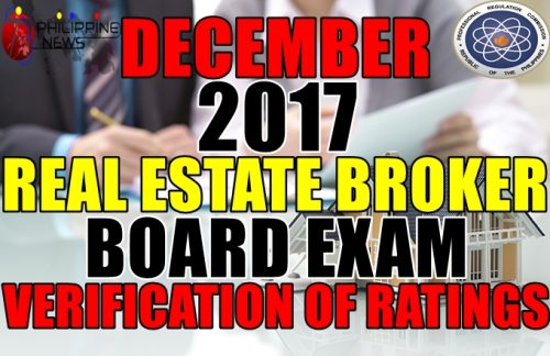 December 2017 Real Estate Broker Verification of Ratings