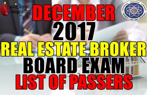 December 2017 Real Estate Board Exam Results