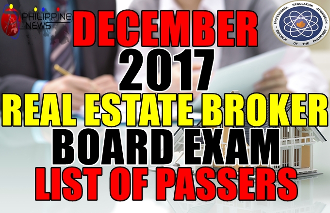 December 2017 Real Estate Board Exam Results