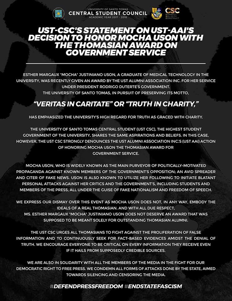 Mocha Uson’s Award