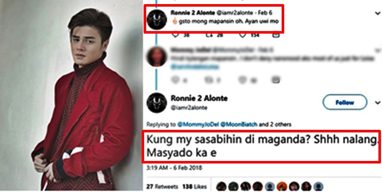 Ronnie Alontes Rude Response To Netizens Rude Comment