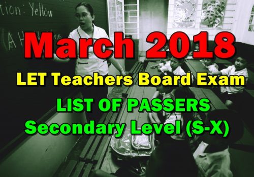 March 2018 LET Teachers Board Exam Secondary Leve