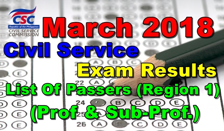 March Civil Service Exam Results Region Professional Sub Prof