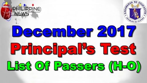 December 2017 Principal’s Test