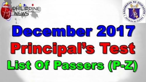 December 2017 Principal’s Test