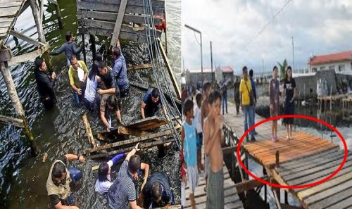 Collapsed Wooden Footbridge