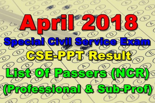 April 2018 Special Civil Service Exam