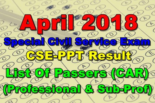 April 2018 Special Civil Service Exam