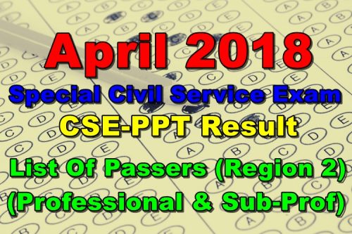 April 2018 Special Civil Service Exam