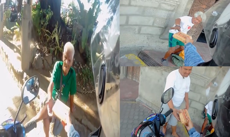Motorcycle Rider Crying Kind-Hearted Motorcycle Rider Gives Foods To Less-Fortunate People