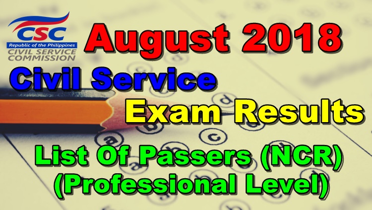 August Civil Service Exam Results Ncr Passers Professional Level