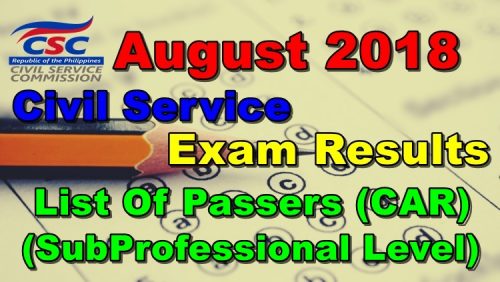 August 2018 Civil Service Exam Results