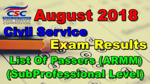 August 2018 Civil Service Exam Results