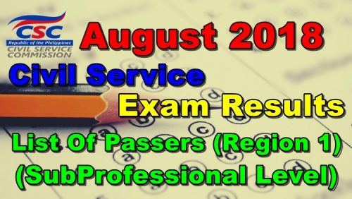 August 2018 Civil Service Exam Results