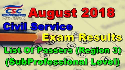 August 2018 Civil Service Exam Results