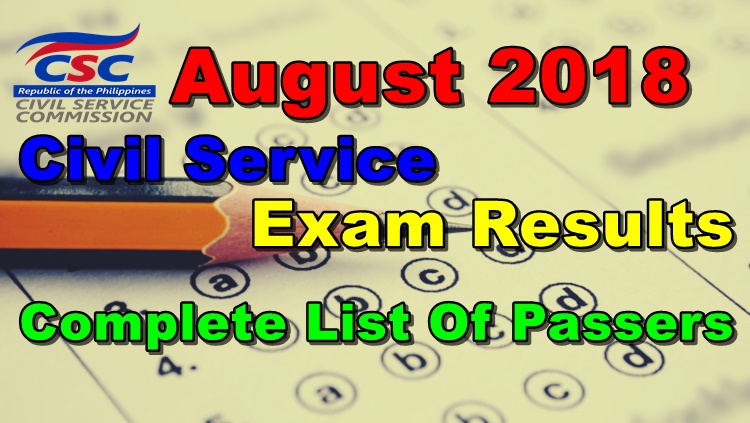 Civil Service Exam Results CSE PPT August 2018 Complete List Of Passers