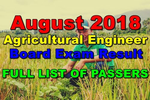 August 2018 Agricultural Engineer Board Exam