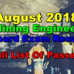 August 2018 Mining Engineer Board Exam