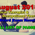 August 2018 Physical Therapist & Occupational Therapist Board Exam