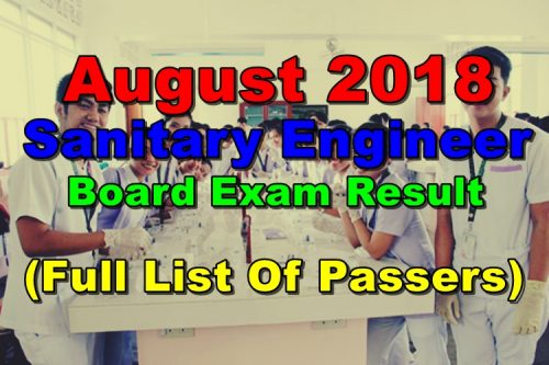 August 2018 Sanitary Engineer Board Exam