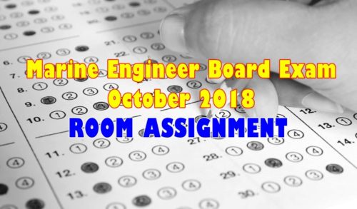 Marine Engineer Board Exam October 2018 Room Assignment