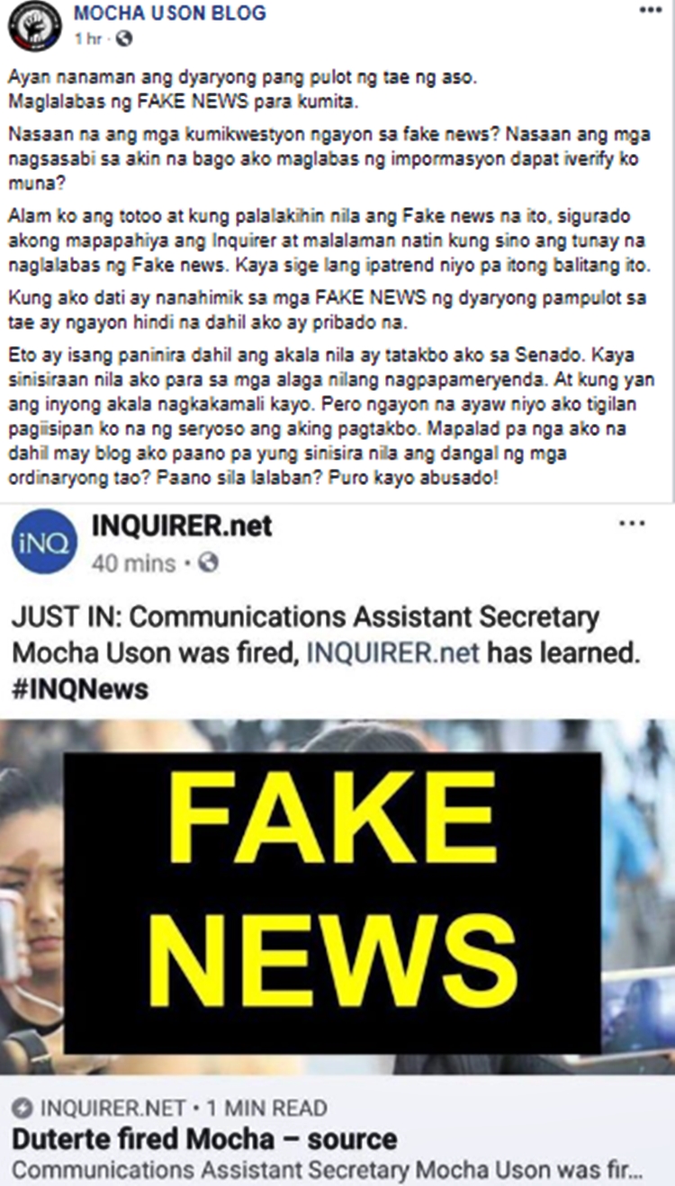 President Duterte Fired Mocha Uson
