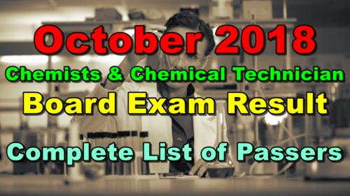 Chemists & Chemical Technician Board Exam Result