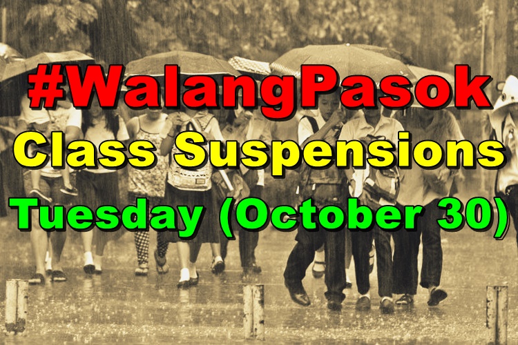 #WalangPasok: Class Suspensions On Tuesday (October 30)