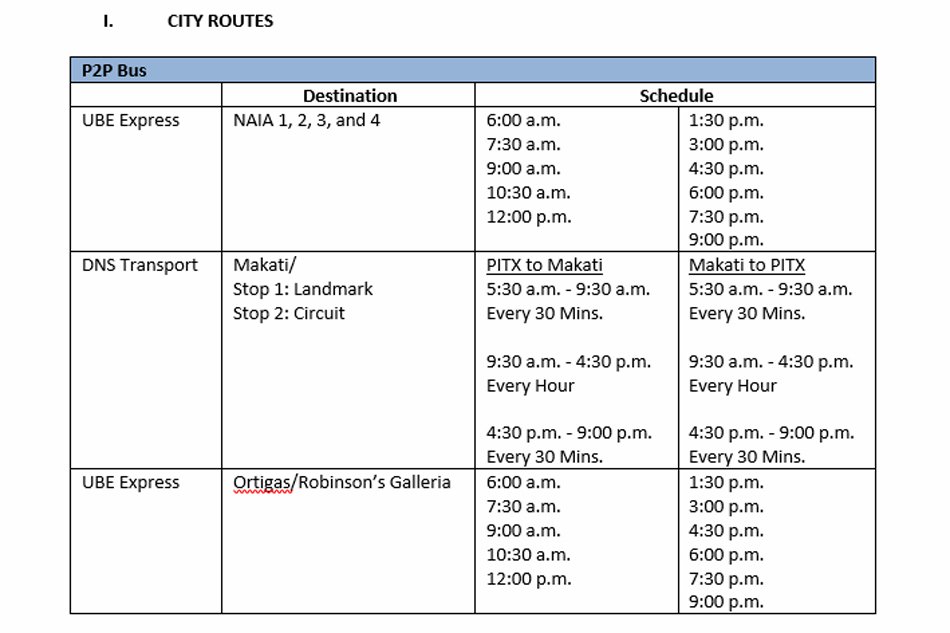 PITX Available Routes For Bus And Jeepney In Its Dry Run