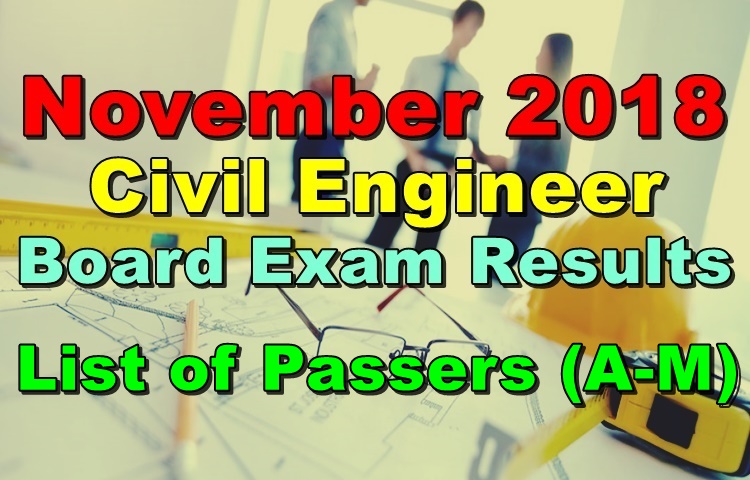 Civil Engineer Board Exam Results November 2018 - List of Passers (A-M)