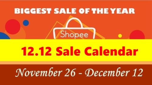 Shopee 12.12 Sale Calendar November 26 - December 12