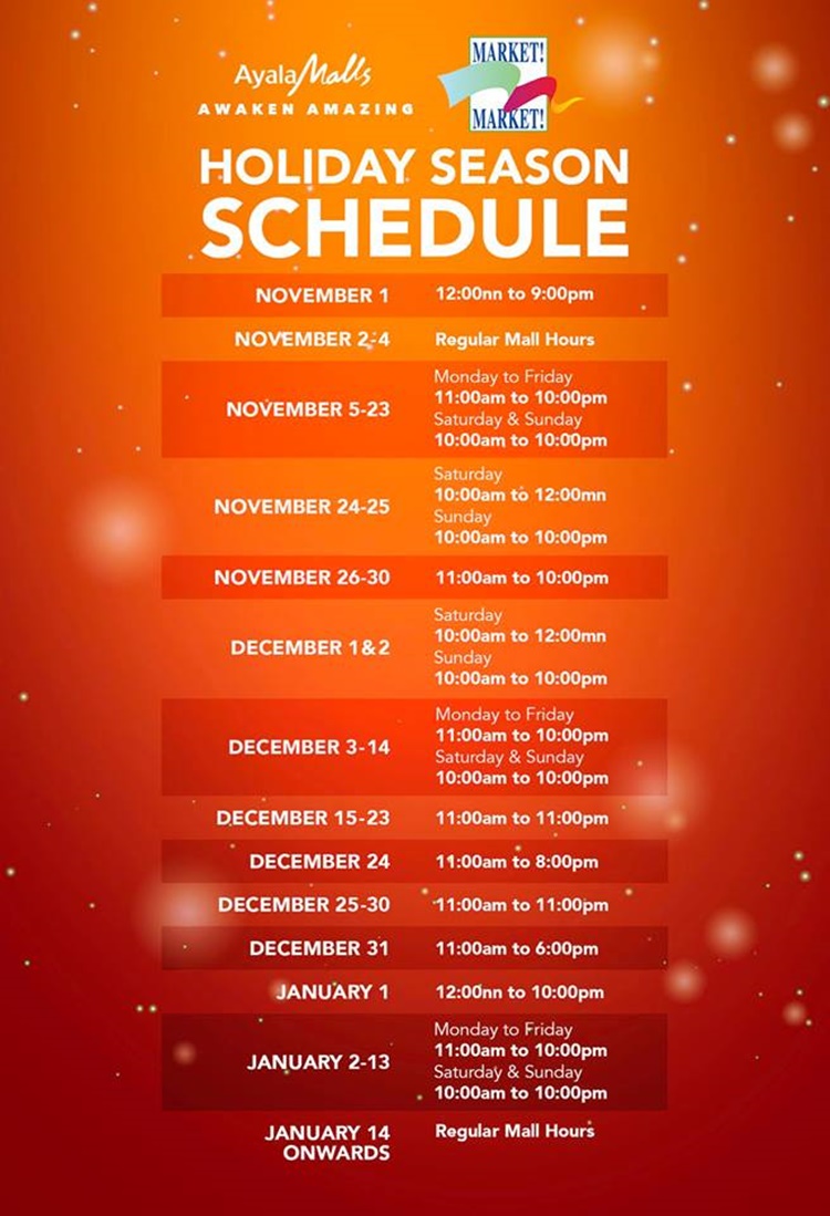 SM & Ayala Malls Releases Mall Hours For 2018 Christmas Holidays