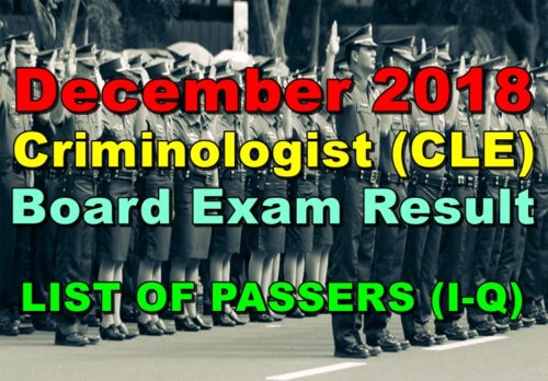 Criminologist Board Exam Result December List Of Passers I Q