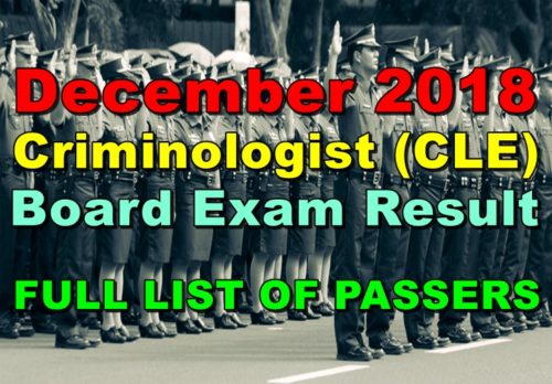 Criminologist (CLE) Board Exam Result
