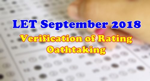 LET September 2018 Verification Of Rating, Oathtaking