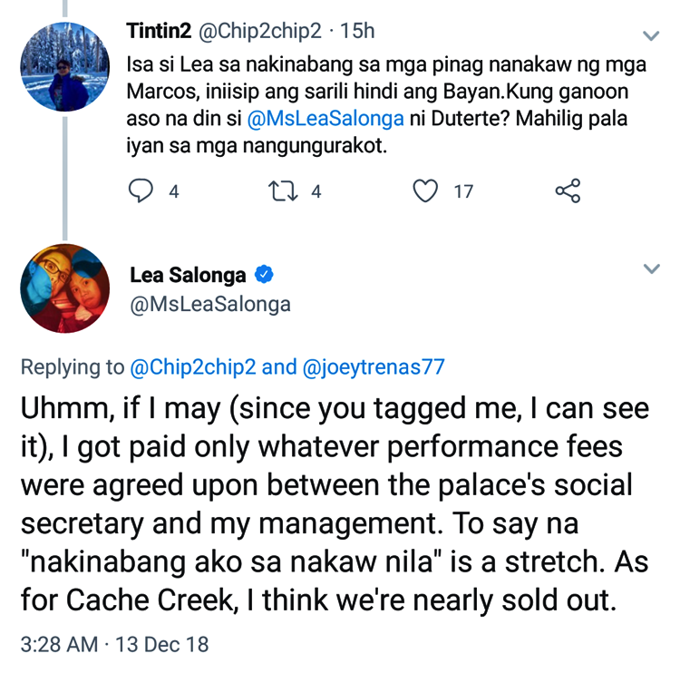 Lea Salonga Responds