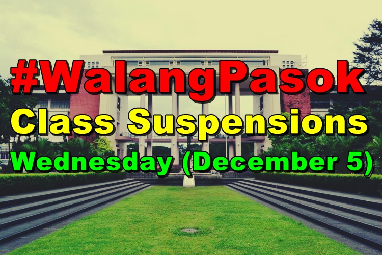 #WalangPasok: Class Suspensions On Wednesday (December 5)