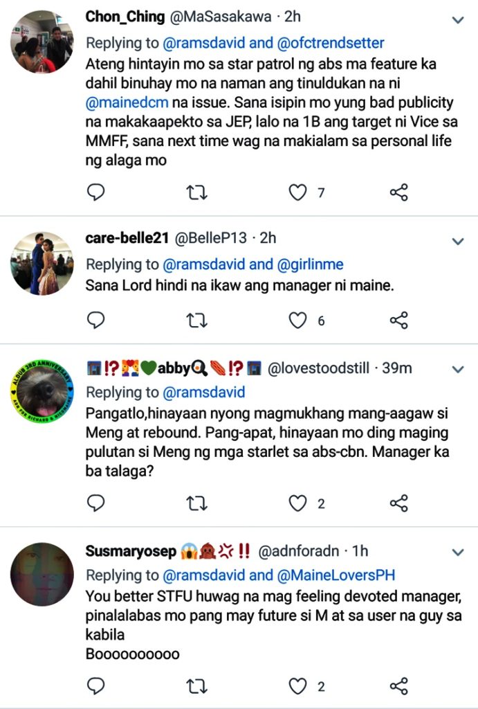 Maine Mendoza Fans Bashed Rams David’s Statement About Arjo Atayde