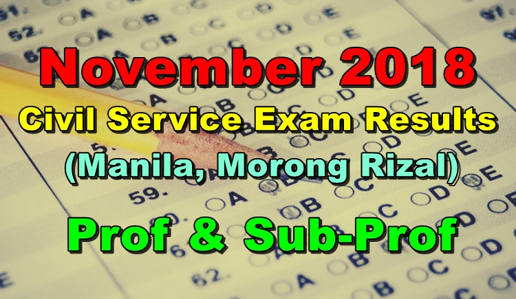 Civil Service Exam Results November 2018