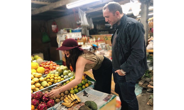 KC Concepcion and Pierre in Fruit Stand