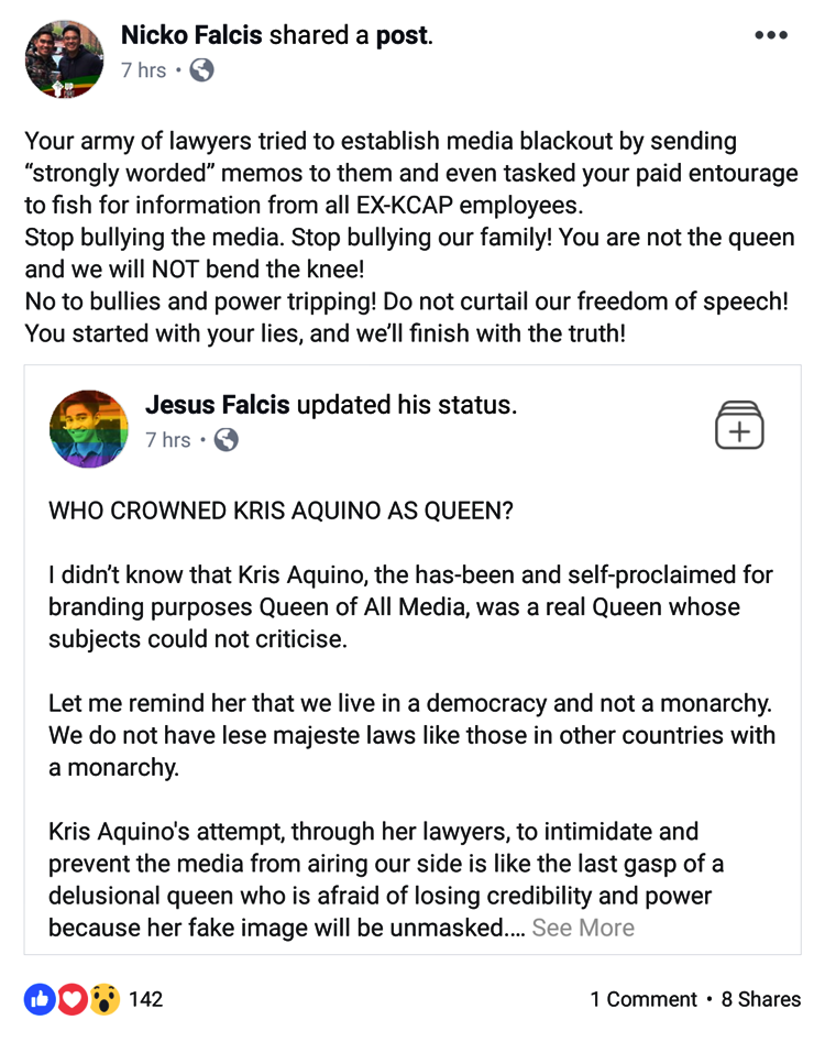 Falcis Brothers, Kris Aquino
