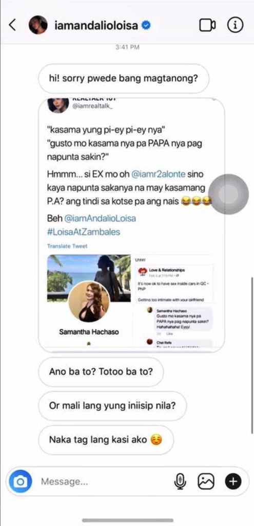 Loisa Andalio Confronts