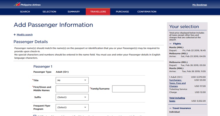 pal additional baggage purchase online