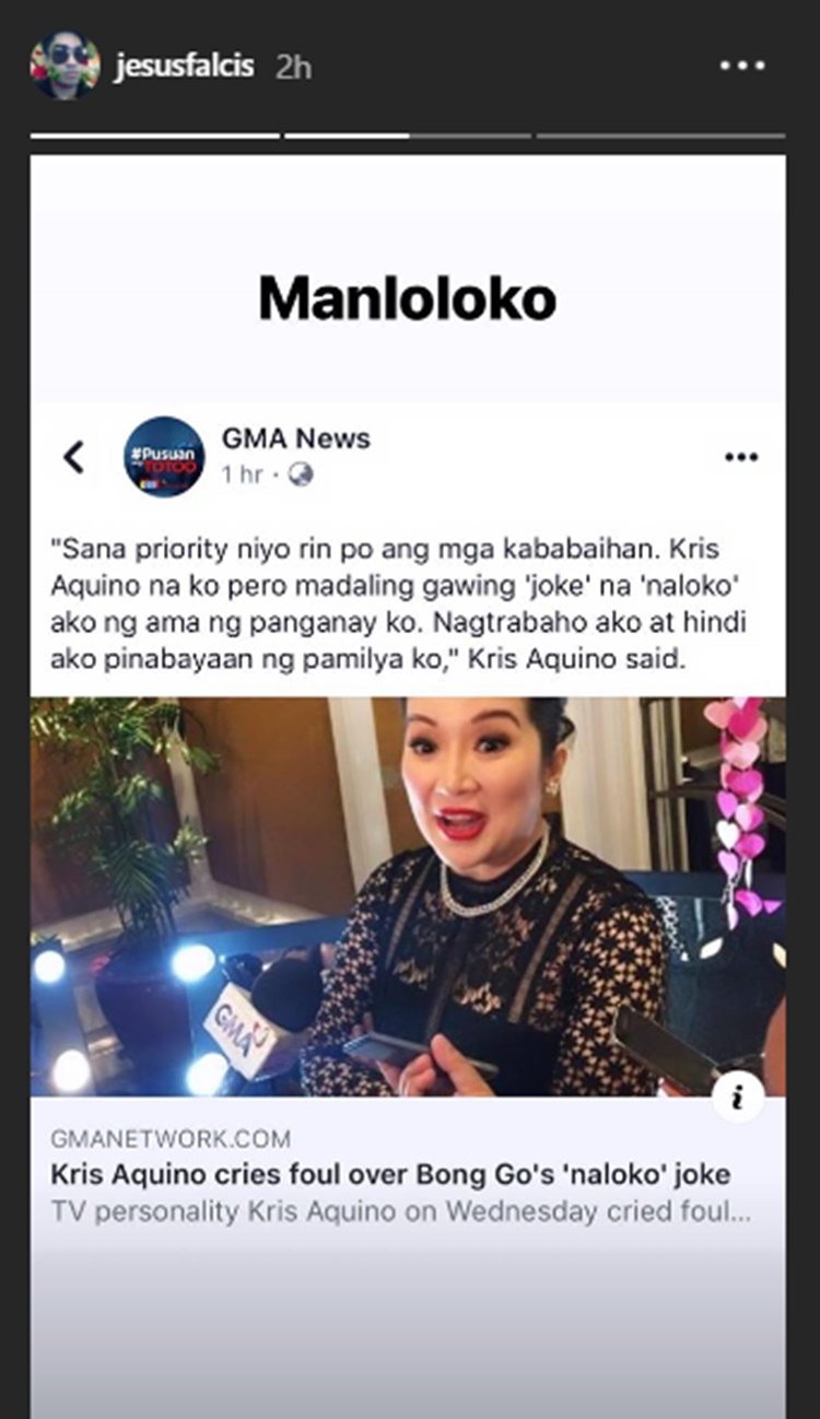 Falcis Brothers Slam Kris Aquino S Reaction To Bong Go S Naloko Joke
